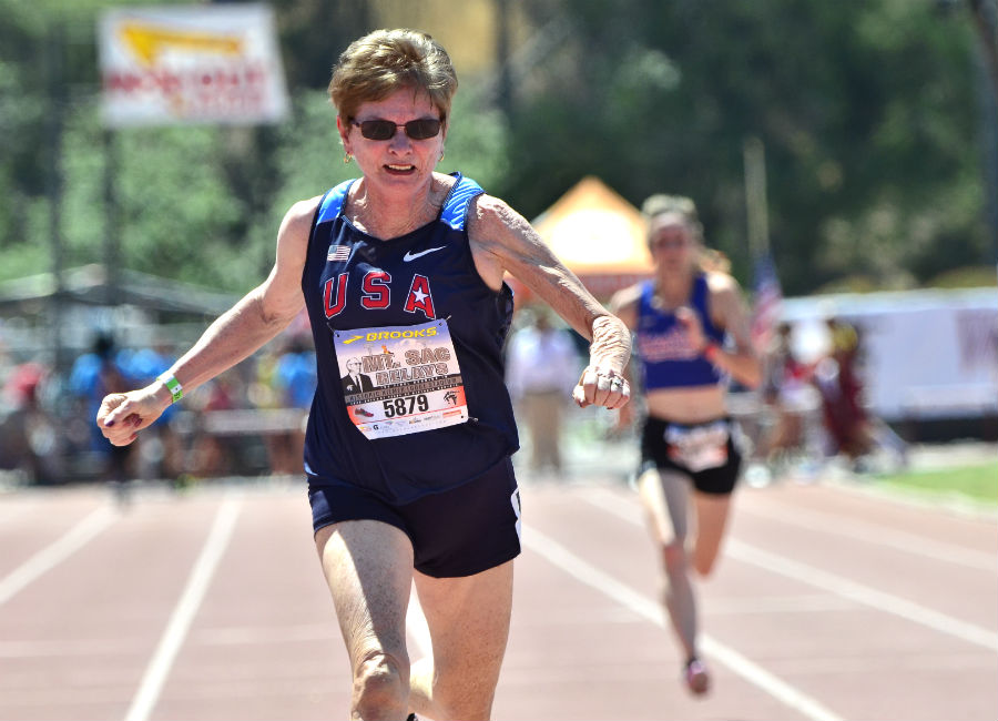 Kathy set a W75 world record in the 100 at Mt. SAC Relays.