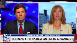 Tucker Carlson on Fox News couldn't keep up with masters runner Joanna Harper.