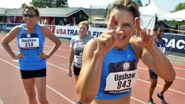 Joy Upshaw, a longtime friend, is as playful after a race as she is fierce during one.