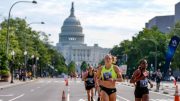 The nation's Capitol looms in background of Navy Mile, where Sonja set an age-group record.