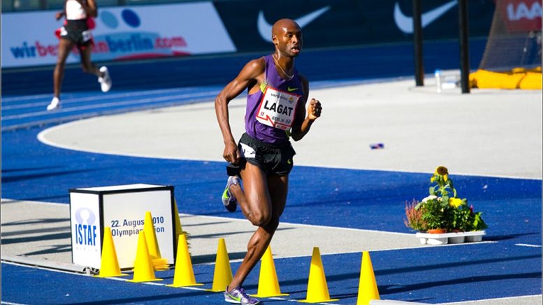Bernard "Kip" Lagat, shown in 2010 Berlin race, is listed M40 WR man but still doesn't hold listed American record.