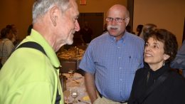 Jerry Bookin-Weiner and his wife, Hedy, chat with the late Rex Harvey at Michigan nationals banquet in 2018.