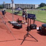 FinishLine timer crew set up cameras. Only one set — so no switching start lines if wind shifts.