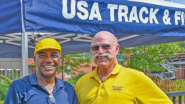 Robert Thomas hopes to succeed Jerry Bookin-Weiner (right) as USATF Masters T&F Committee chairman.